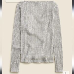 J Crew Sheer metallic boatneck top